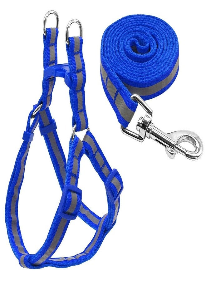 Smart Pups 15 mm Reflective Nylon Puppy Collar Harness & Leash Set Adjustable for Small Dog & Puppy - Pack of (Collar + Harness + Leash) (Blue Color) - Image 2